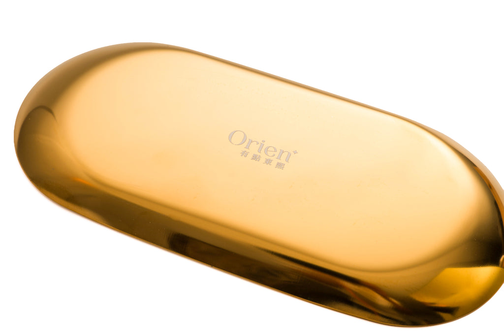 Brass-Finish Alloy Incense Tray -- "Easy Support" Rectangular Ash Catcher, Minimalist Metal Plate for Incense Stick & Clip -- Handcrafted