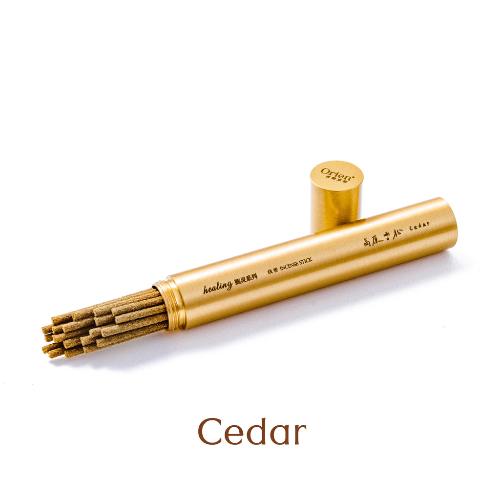 Natural Healing Incense Sticks -- Sleep Aid, Space Purification, 5 Fragrances (Agarwood, White Sage, Palo Santo, Cedar, Puerh) -- Brass Tube (approx. 5g) -- Handcrafted, Premium Gift Ready