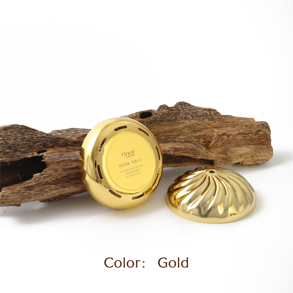 Rising Prosperity · Lucky Charmer Incense Burner & Coils Gift Set -- Magnetic Alloy Incense Burner (Baozi-Inspired Shape) -- Includes 4 Binder-Free Agarwood or Palo Santo Coils -- Handwoven Bamboo Cage -- Meditation, Home Fragrance, Housewarming Gift